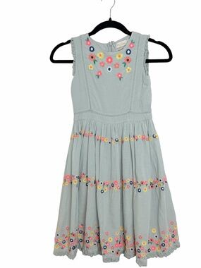 Mini Boden Sage Floral Embroidered Dress